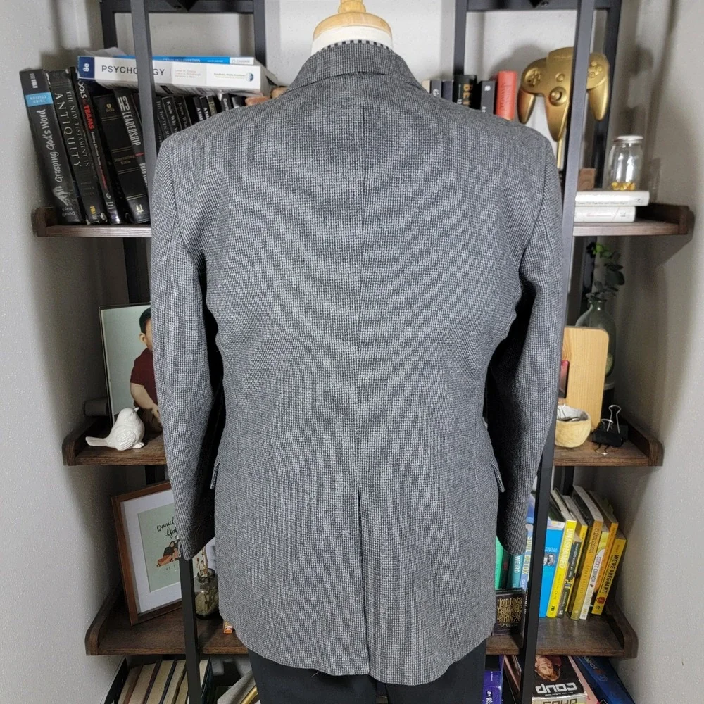 VTG Town Craft Men's Tweed Sport Coat Blazer Two Button Gray‎ Wool Size 44R